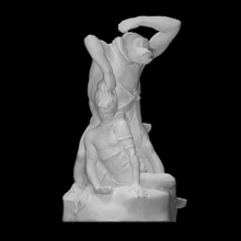 gorille défaite gladiateur rétirer analyse animal bats sculpture statue jeter terre cuite 3d print model - Mito3D