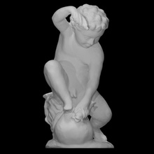 putto fish scan sculpture statue marble boy male nude fountain 3d print model - Mito3D