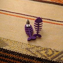 fish minimalist skeleton earrings earring 3d print model - Mito3D