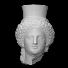 cabeza polos escanear antiguo corona hembra diosa retrato escultura cerámica 3d print model - Mito3D