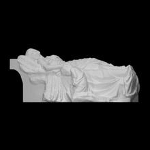 niño llorando madre escanear hembra figura escultura mármol chico muerte cama alivio funerario acostado 3d print model - Mito3D