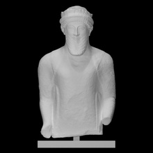 torso masculino devoto escanear antiguo escultura estatua barba caliza fragmento 3d print model - Mito3D