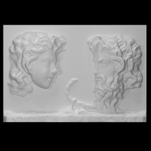 two-sided relief scan ancient decoration face garden mask male young maenad silenus pedum 3d print model - Mito3D