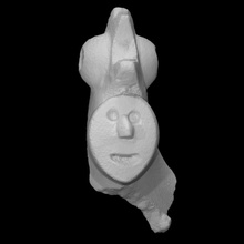 arcilla tubo fragmento escanear pájaro decoración cara historia humano fumar alivio cerámico tabaco arqueología oír 3d print model - Mito3D