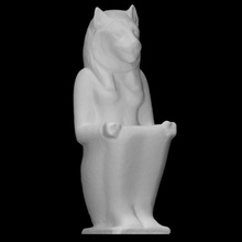 deusa sekhmet Varredura antigo figura escultura estátua mulher sentado leoa faiança adoração 3d print model - Mito3D