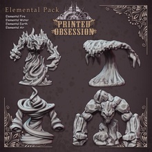 4 elemental pack - table miniatures tabletop dragons dungeons kickstarter water earth air fury dnd heaven hath 3d print model - Mito3D