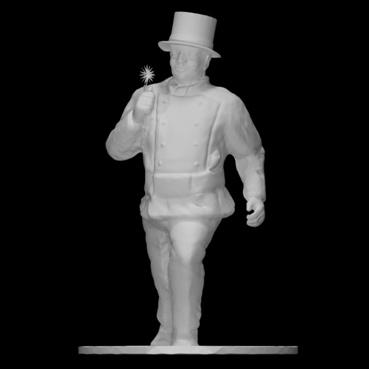 lucky chimney sweeper scan hat brush figure sculpture statue bronze male walking movement citizen sweep profession luch 3D print model - Mito3D