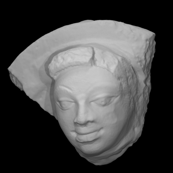 terracotta brick human effigy scan ancient face head portrait sculpture male relief 3D print model - Mito3D