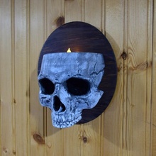cráneo pared candelabro soporte vela gótico Víspera Santos ligero muerte muerto Siniestro latern 3d print model - Mito3D