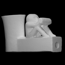 oyulmuş taş boru taramak dekorasyon şekil Tarih adam heykel sigara içmek oturmuş tütün arkeoloji 3d print model - Mito3D
