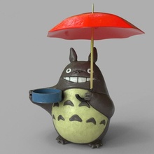 totoro tea candle holder umbrella fan art cute figurine japanese statue toy character 3d print model - Mito3D