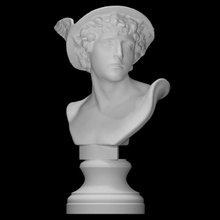 mercury bust scan hat ancient face god head portrait sculpture wings worship male divine 3d print model - Mito3D