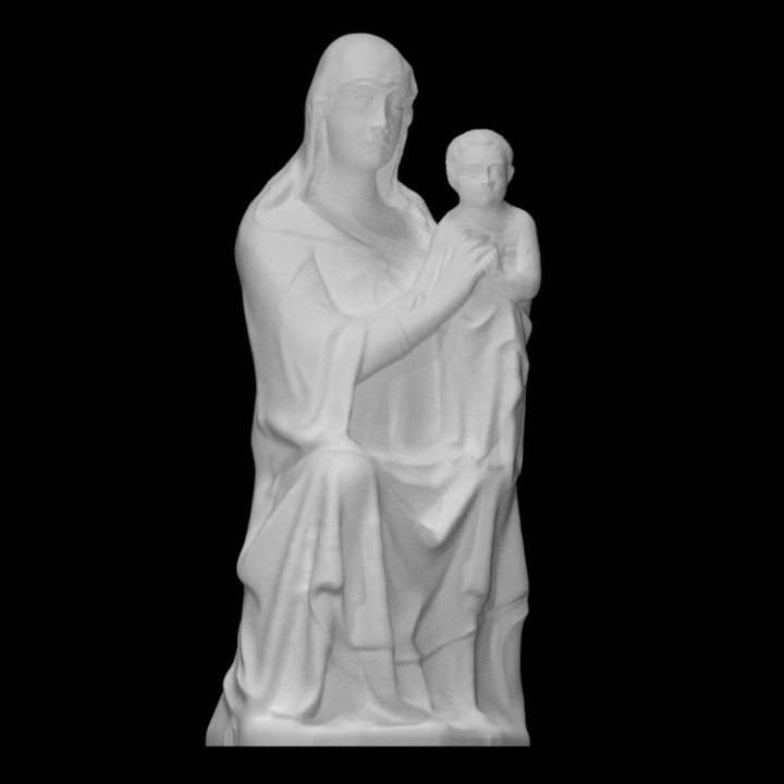 thront Madonna Scan Baby Christentum weiblich Jesus Frau Anbetung Marmor Kirche Bibel sitzend Maria Christus Jungfrau 3D print model - Mito3D