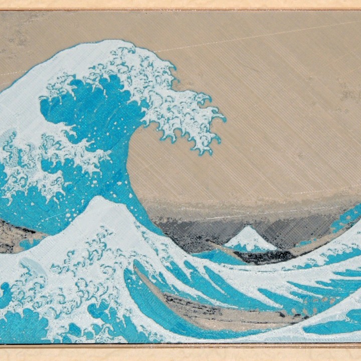 Excelente ola kanagawa Arte japonés 2d thegreatwaveoffkanagawa bloque madera 3D print model - Mito3D