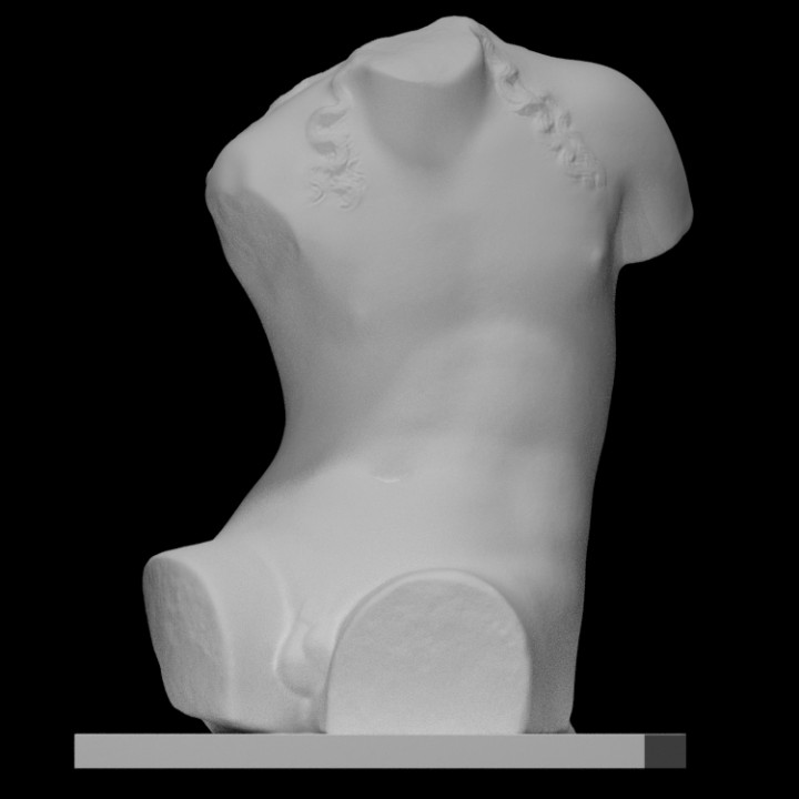 Farnese dioniso Varredura antigo Deus cabelo escultura adoração mármore masculino nu tronco jovem fragmento 3D print model - Mito3D