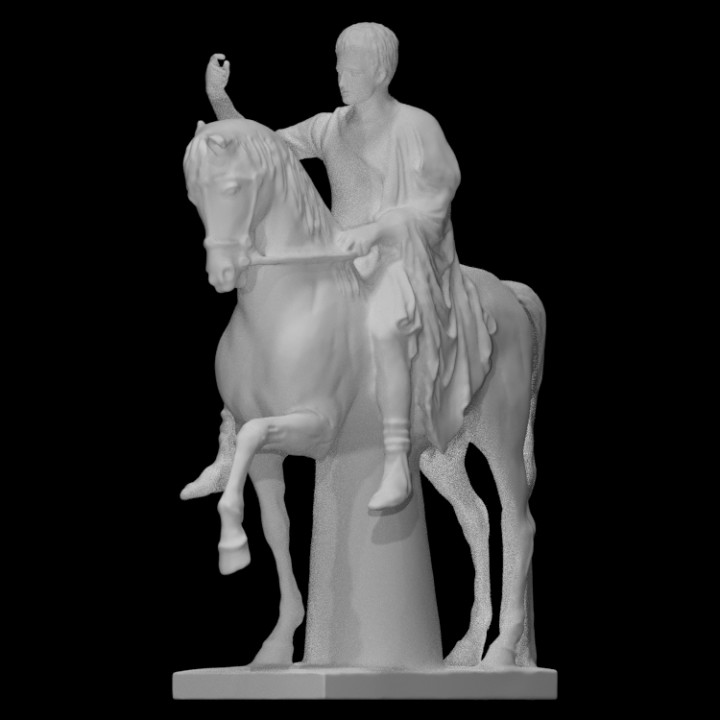 equestrian statue marcus nonius balbus scan ancient figure knight man sculpture politician horse male seated drapery 3D print model - Mito3D