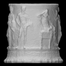 puja alivio escanear antiguo arquitectura hembra figura Dios diosa Adoración mármol masculino mito grupo 3d print model - Mito3D