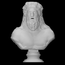 river deity scan ancient bust decoration face hair worship beard male fountain fragment 3d print model - Mito3D