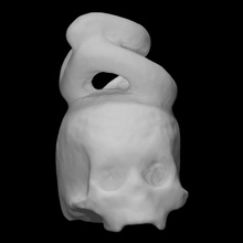 serpente seduta cranio netsuke scansione accessorio osso intaglio testa umano ornamento elefante avorio kimono 3d print model - Mito3D