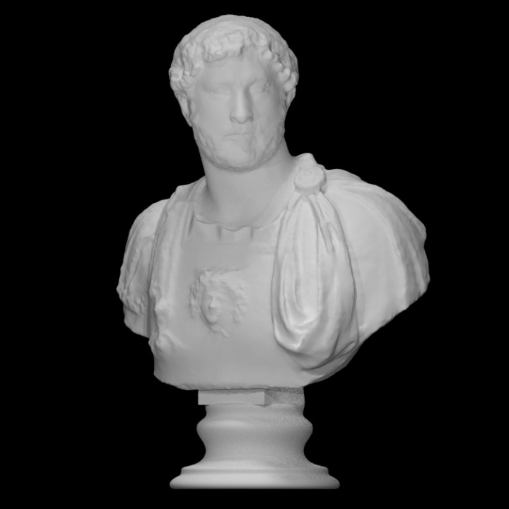 fracasso hadriano Varredura antigo cara retrato barba imperador masculino couraça cachos 3D print model - Mito3D