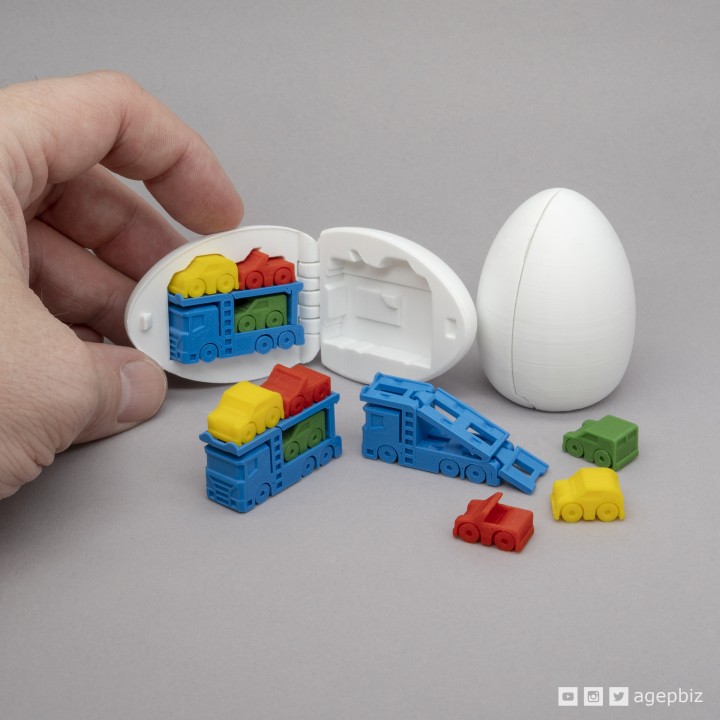 surprise Oeuf 7 minuscule voiture transporteur Pâques cadeau jouet camion voitures printinplace collectionner référence œuf bas Kinderegg test stress kindersurprise support 3D print model - Mito3D