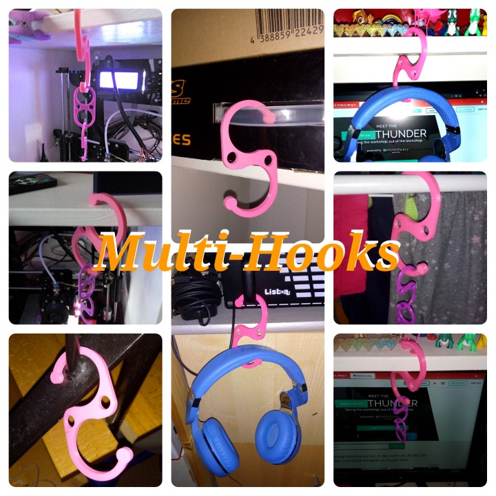 multi hooks gancho casa manos orden función 8 multimedia 3D print model - Mito3D