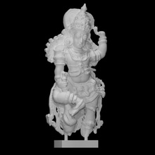 temple door guardian scan demon carving sculpture statue wood worship deity protector hinduism divine headdress dvarapala 3d print model - Mito3D