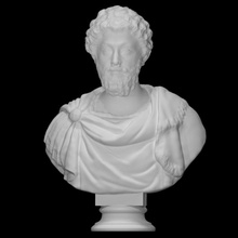 portrait marcus aurelius scan ancient face sculpture statue beard marble emperor male philosopher drapery 3d print model - Mito3D