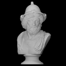 monumental buste guerrier analyse visage casque homme sculpture statue barbe marbre Masculin soulagement boucles 3d print model - Mito3D