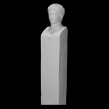 doryphoros herma scan ancient bust column face portrait sculpture statue marble male youth young herm beardless 3d print model - Mito3D