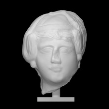 female head scan ancient face hair portrait sculpture statue woman limestone 3d print model - Mito3D