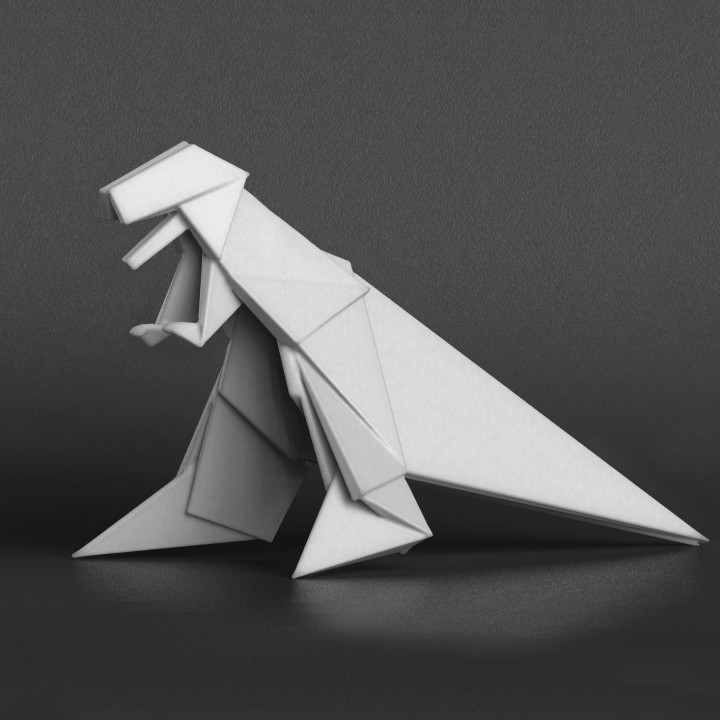 origami dinosaur scan model paper folded 3D print model - Mito3D