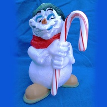 pupazzo neve caramella canna titolare supporto giardino Natale cartone animato sciarpa bastoncino zucchero 3d print model - Mito3D