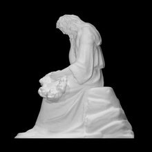 yas tutan Hanım taramak heykel Kadın mezar oturmuş genç cenaze töreni çelenk 3d print model - Mito3D