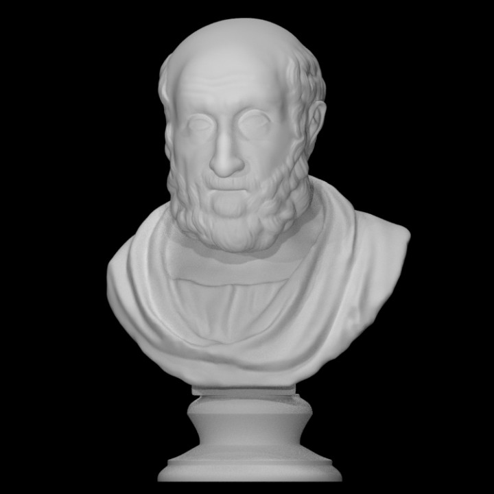 hippocrates scan ancient bust face head man portrait sculpture statue beard marble pioneer male doctor 3D print model - Mito3D