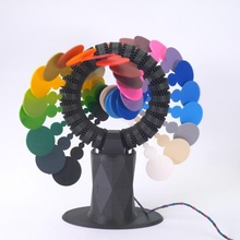 arco iris roller coaster cinético circulo escultura jardín ojo cuchillas girar rueda colores torneado 3d print model - Mito3D