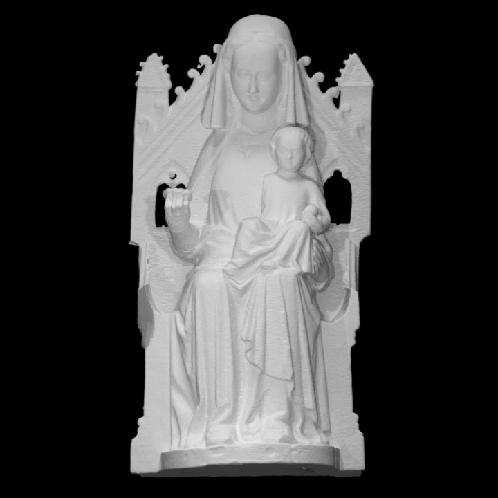 Madonna Kind Scan Baby Carving weiblich Jesus Skulptur Anbetung Religion Kirche sitzend Maria Thron Jungfrau Eiche Katholikist 3D print model - Mito3D