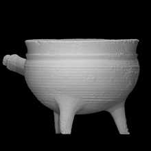 tripod pot scan bowl handle vessel houseware ceramic earthenware unglazed 3d print model - Mito3D