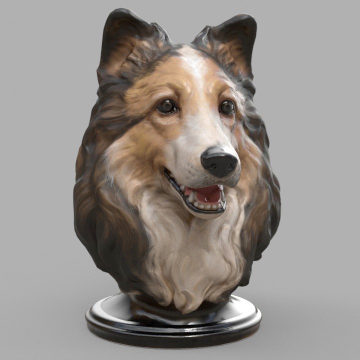 sheltie estatua jardín lindo perro perrito perros Shetland pastor shelties cachorro 3D print model - Mito3D