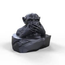 wise monkeys iwazaru sculpture & garden animal art design japanese monkey zbrush sculpt ape myth 3d print model - Mito3D