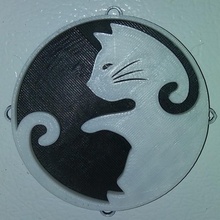 yin yang gato geladeira magnético enfeite iec3d animal gatinho gatinha frigorífico 3d print model - Mito3D