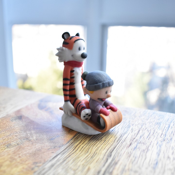 Calvin hobbes inverno edição trenó 3D print model - Mito3D