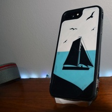 single extruder sailboat phone backing design art case sail 3d print model - Mito3D