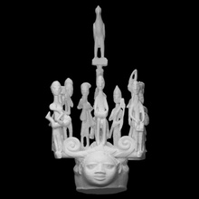 magbo capacete mascarar oro Associação Varredura escultura cara figura retrato madeira masculino professor ritual falecido prisioneiro tribo pregador 3d print model - Mito3D