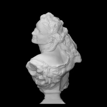 bust woman roses scan flower dress face female girl lady plant portrait rose sculpture smile statue marble youth laughing 3d print model - Mito3D