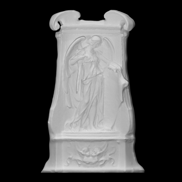 tombstone angel scan female sculpture memorial relief funerary 3D print model - Mito3D