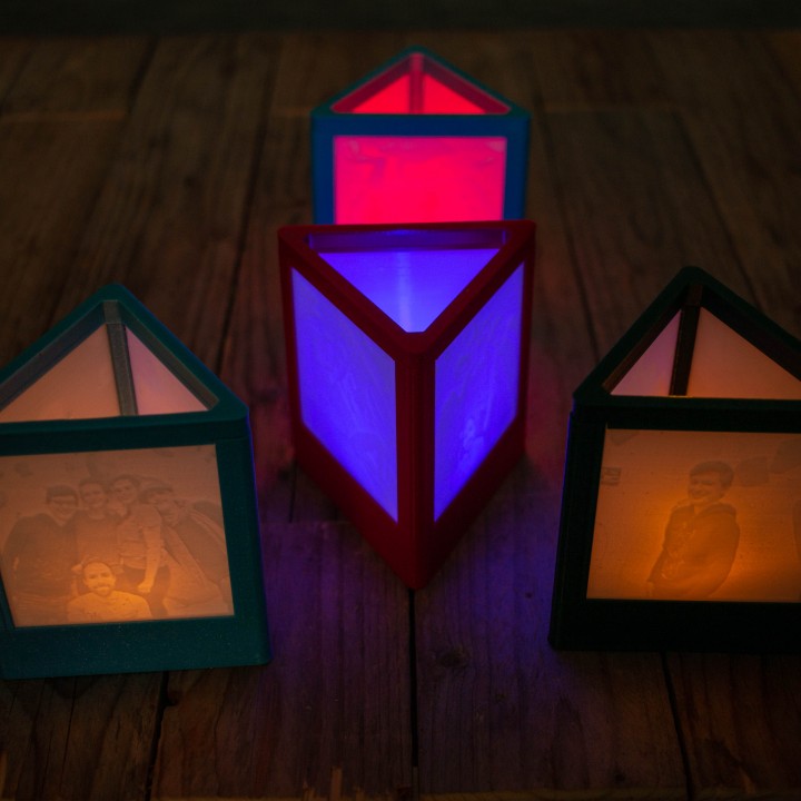 triangulaire lithophane lampe jardin lanterne 3D print model - Mito3D