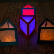 triangulaire lithophane lampe jardin lanterne 3d print model - Mito3D