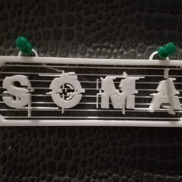 soma game plate sign 3D print model - Mito3D