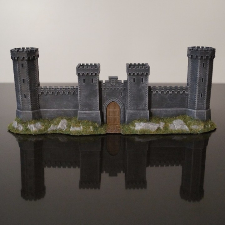 Kreuzritter Schloss Tor Architektur Kunst Gebäude Dekoration Fantasie mittelalterlich Turm Kriegs Spiele Felsen Miniatur Game of Thrones Tischplatte Diorama Fort Verlies Festung burg 3D print model - Mito3D